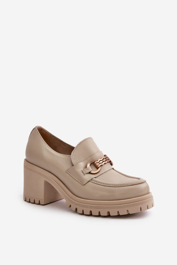 Beige Heeled Low Shoes in Women`s Ankle Boots & Booties with Fabric, Footbed, Upper Height, Heel Height and Platform Height