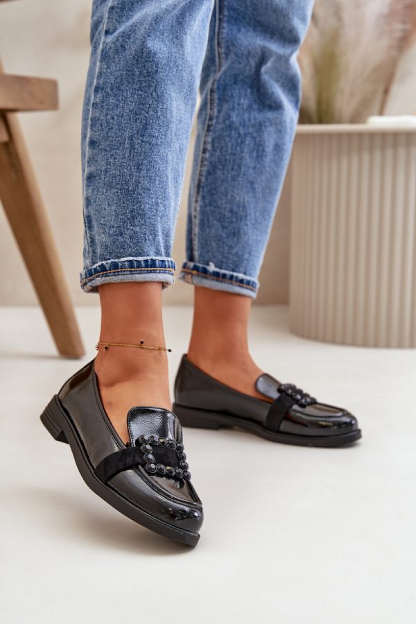 Black Mocassin in Moccasins, Loafers with Fabric, Footbed, Upper Height and Heel Height