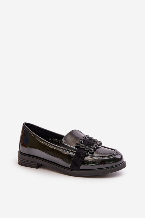 Black Mocassin in Moccasins, Loafers with Fabric, Footbed, Upper Height and Heel Height
