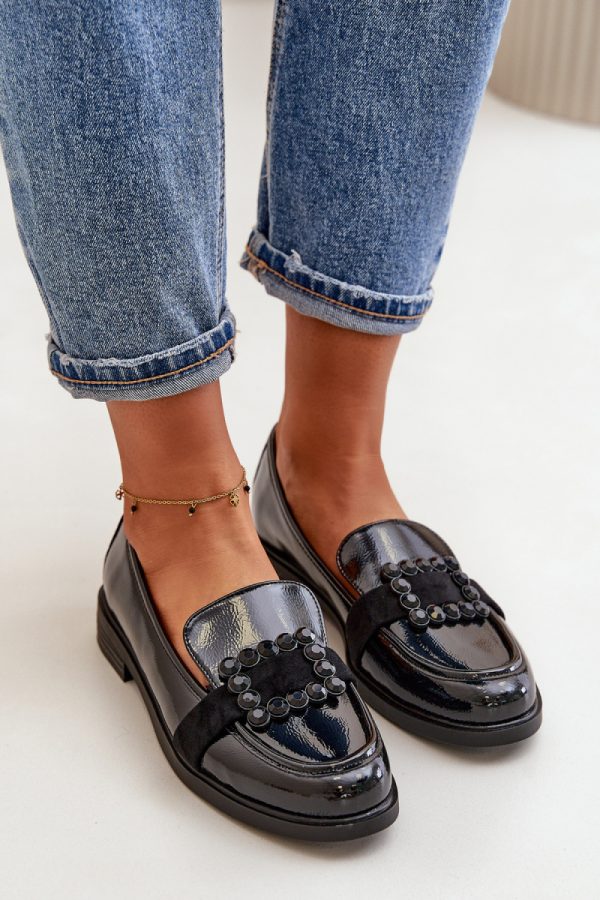 Black Mocassin in Moccasins, Loafers with Fabric, Footbed, Upper Height and Heel Height