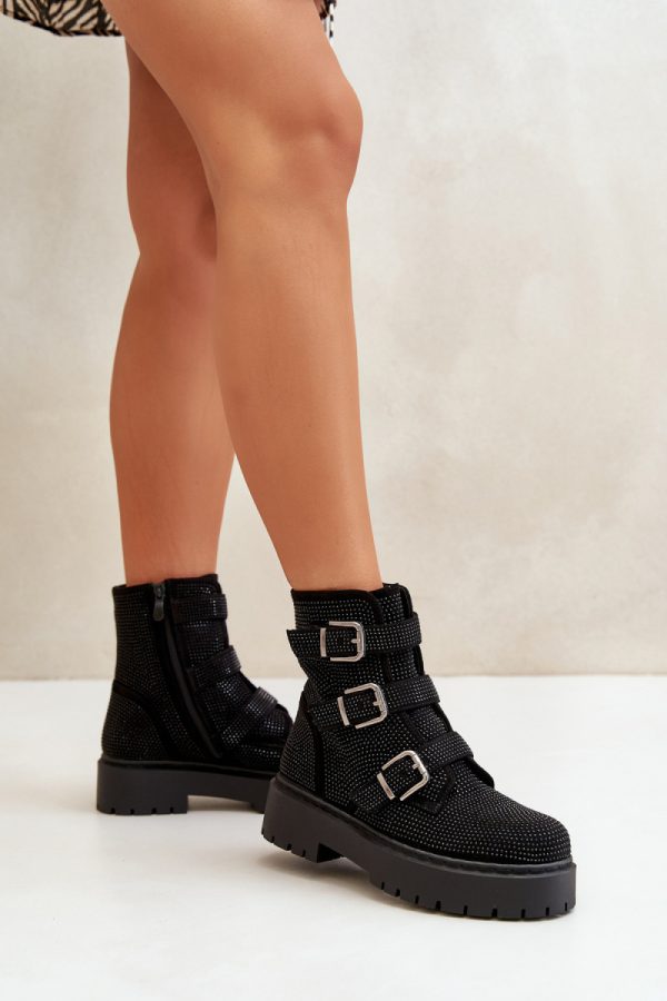 Black Boots in Women`s Ankle Boots & Booties with Fabric, Warmers, Footbed, Upper Height, Heel Height and Platform Height