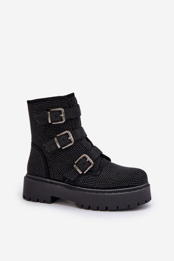 Black Boots in Women`s Ankle Boots & Booties with Fabric, Warmers, Footbed, Upper Height, Heel Height and Platform Height