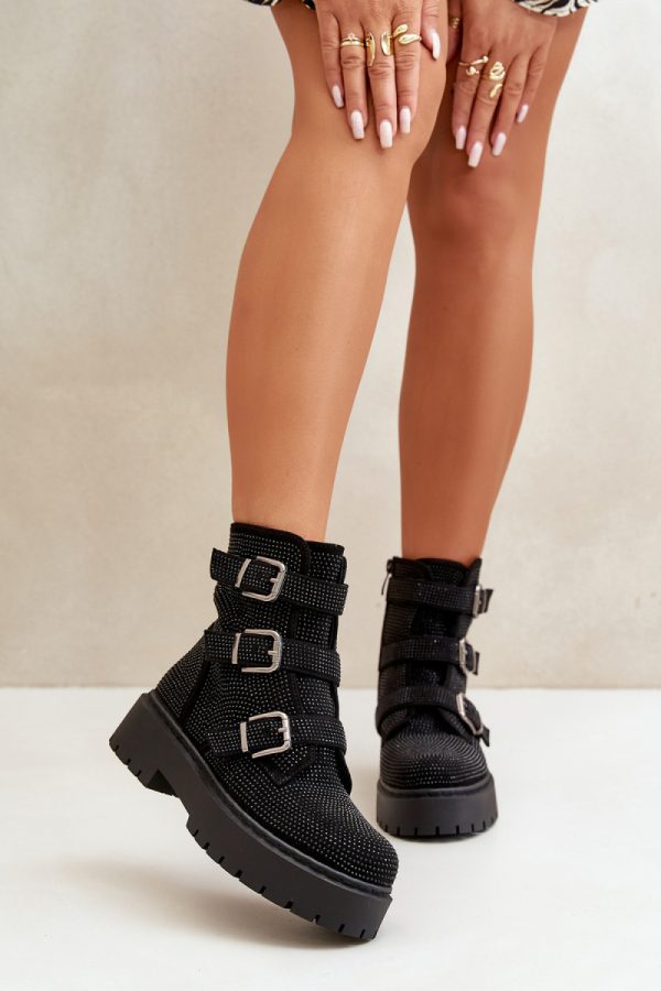 Black Boots in Women`s Ankle Boots & Booties with Fabric, Warmers, Footbed, Upper Height, Heel Height and Platform Height