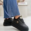 Black Sport Shoes in Women`s Athletic Shoes, Trainers, Sneakers with Fabric, Warmers, Footbed, Upper Height and Platform Height