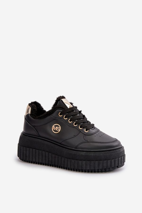 Black Sport Shoes in Women`s Athletic Shoes, Trainers, Sneakers with Fabric, Warmers, Footbed, Upper Height and Platform Height
