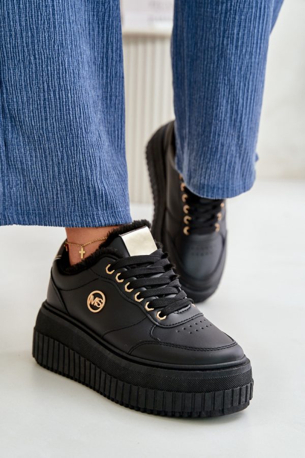 Black Sport Shoes in Women`s Athletic Shoes, Trainers, Sneakers with Fabric, Warmers, Footbed, Upper Height and Platform Height