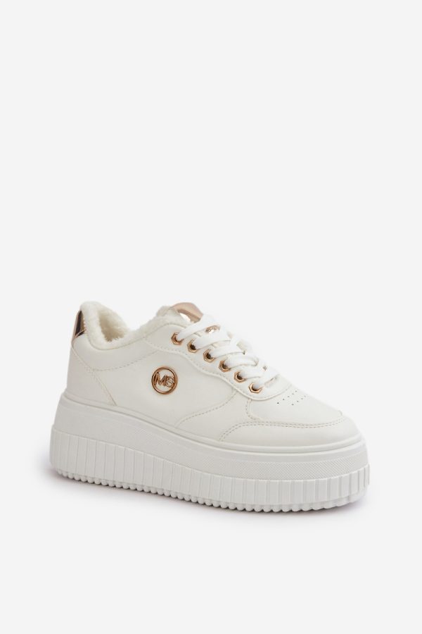 White Sport Shoes in Women`s Athletic Shoes, Trainers, Sneakers with Fabric, Warmers, Footbed, Upper Height and Platform Height