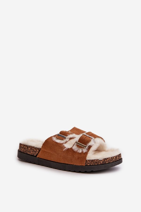 Brown Slippers in Slippers For Women with Fabric, Warmers, Footbed and Platform Height