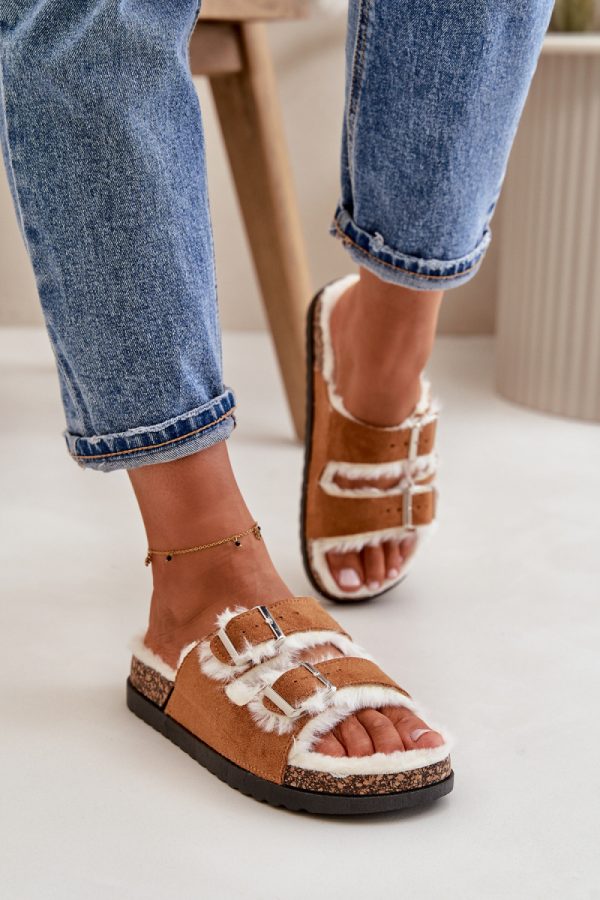 Brown Slippers in Slippers For Women with Fabric, Warmers, Footbed and Platform Height