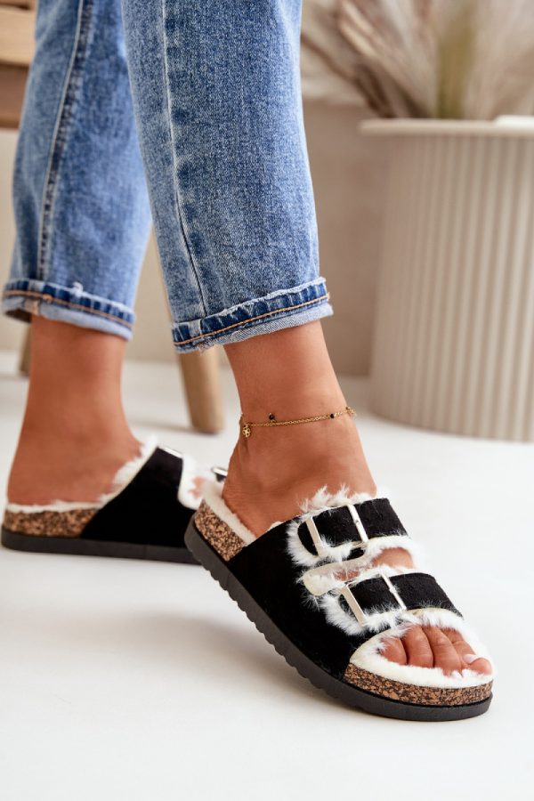 Black Slippers in Slippers For Women with Fabric, Warmers, Footbed and Platform Height