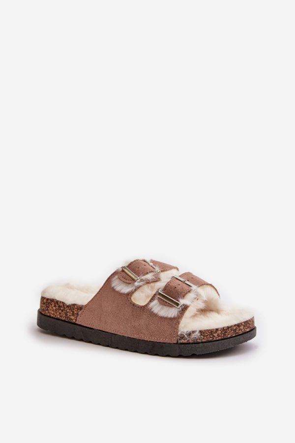 Beige Slippers in Slippers For Women with Fabric, Warmers, Footbed and Platform Height
