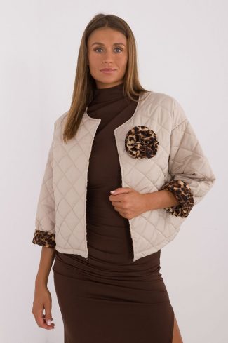 Beige Jacket in Women`s Coats, Jackets with Polyester