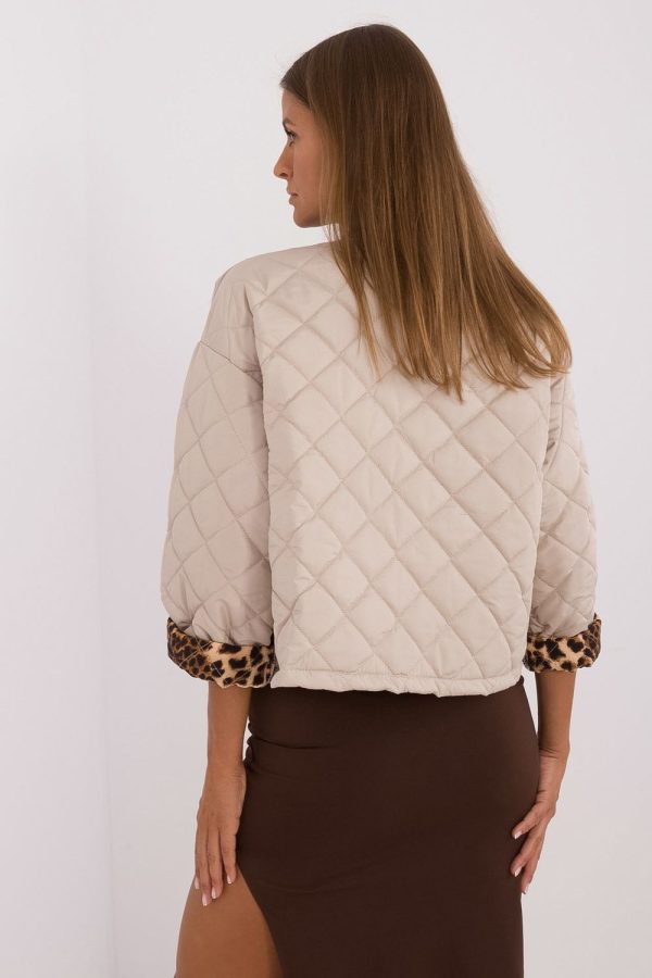 Beige Jacket in Women`s Coats, Jackets with Polyester