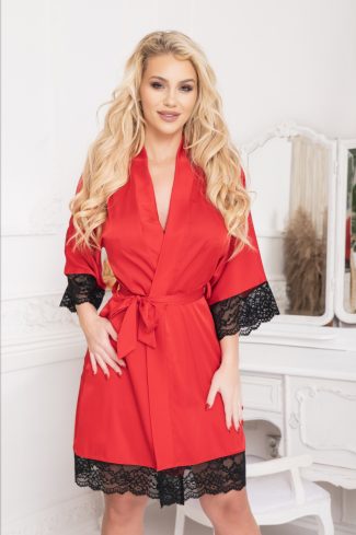 Red Bathrobe in Dressing Gowns, Bathrobes For Women with Spandex and Polyester