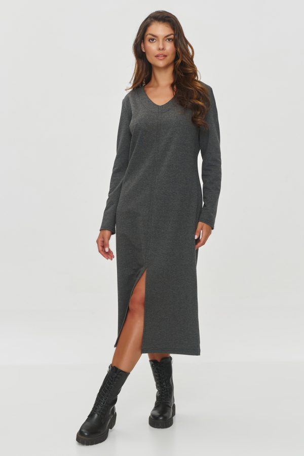 Grey Daydress in Day Dresses with Cotton and Spandex