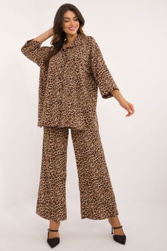 Beige Set in Pants, Trousers, Shorts with Spandex and Polyester