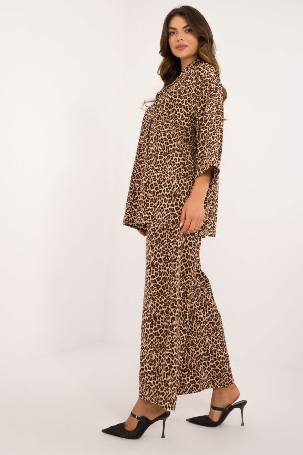 Beige Set in Pants, Trousers, Shorts with Spandex and Polyester