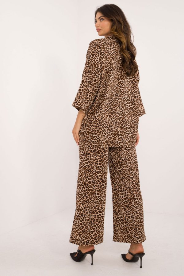 Beige Set in Pants, Trousers, Shorts with Spandex and Polyester