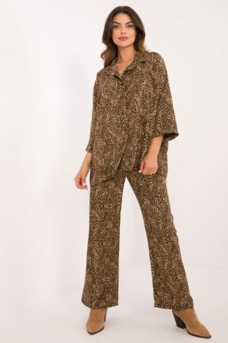 1039105 Beige Set in Pants, Trousers, Shorts with Spandex and Polyester