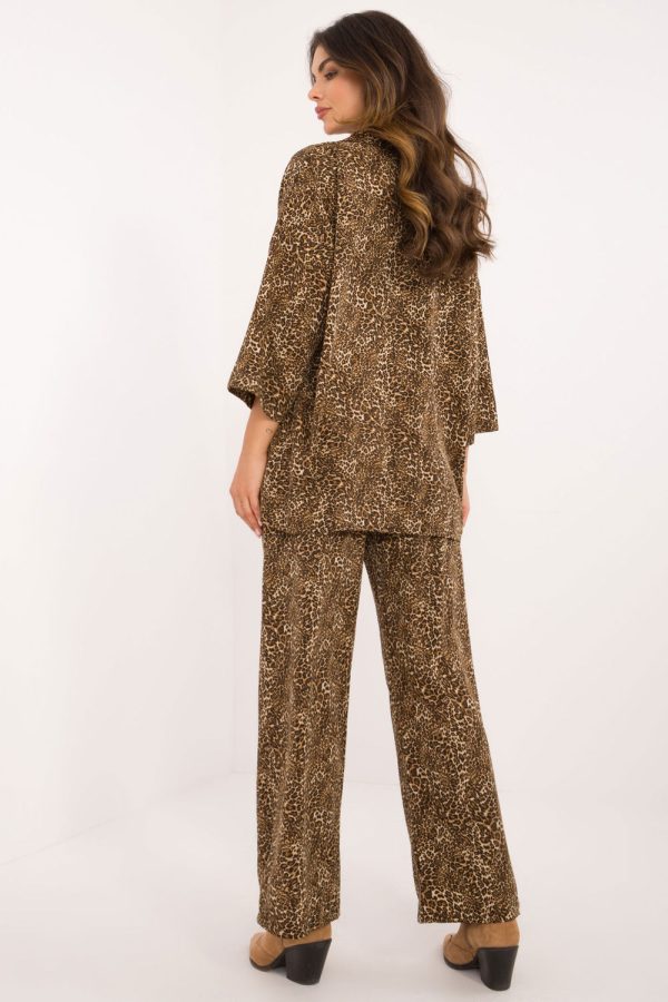 Beige Set in Pants, Trousers, Shorts with Spandex and Polyester