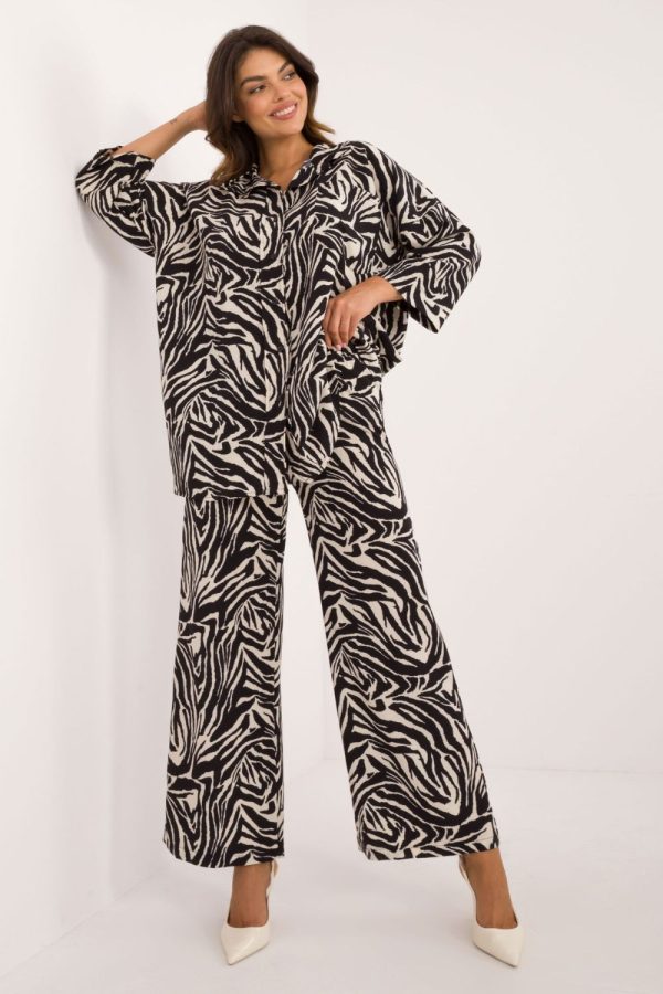Beige Set in Pants, Trousers, Shorts with Spandex and Polyester
