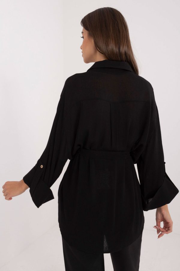 Black Shirt in Shirts For Women with Cotton, Spandex and Viscose