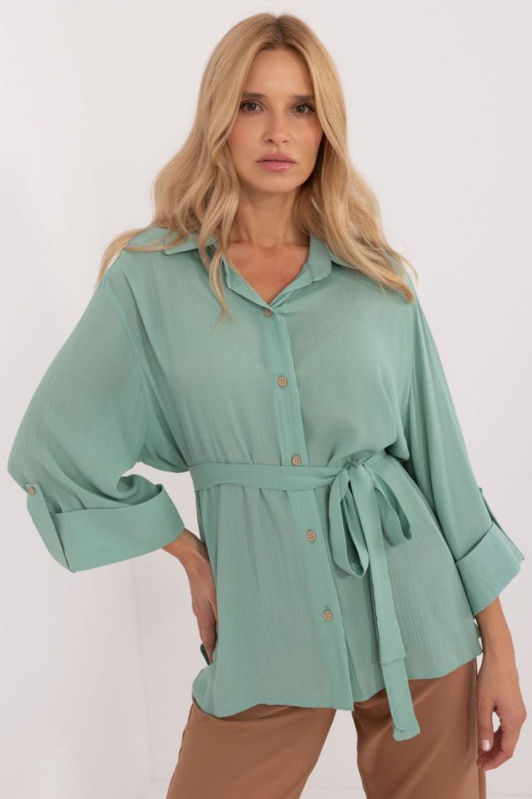 Green Shirt in Shirts For Women with Cotton, Spandex and Viscose