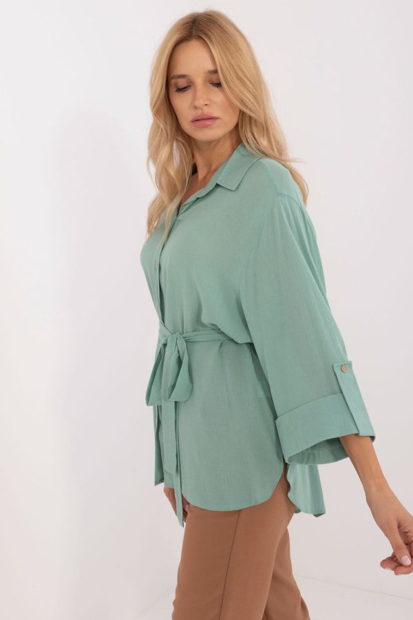 Green Shirt in Shirts For Women with Cotton, Spandex and Viscose