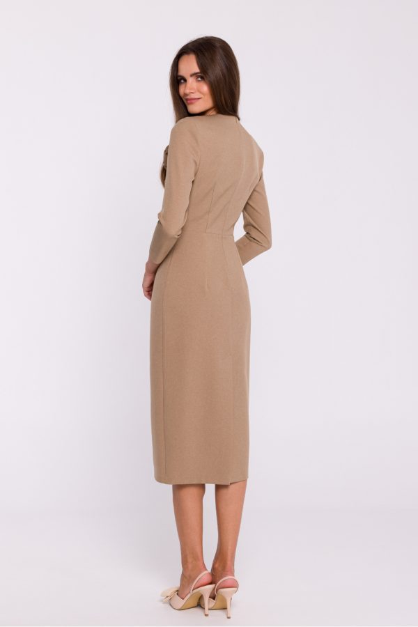Beige Daydress in Day Dresses with Spandex and Polyester
