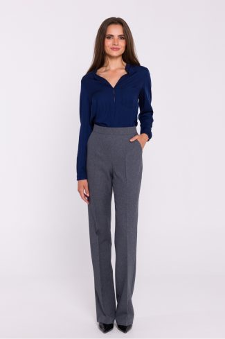 Grey Women Trousers in Pants, Trousers, Shorts with Spandex and Polyester