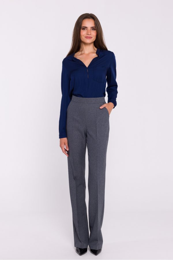 Grey Women Trousers in Pants, Trousers, Shorts with Spandex and Polyester