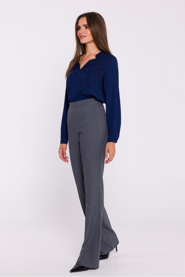 Grey Women Trousers in Pants, Trousers, Shorts with Spandex and Polyester