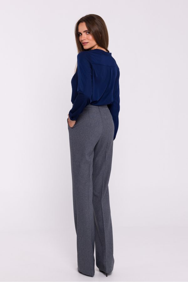 Grey Women Trousers in Pants, Trousers, Shorts with Spandex and Polyester