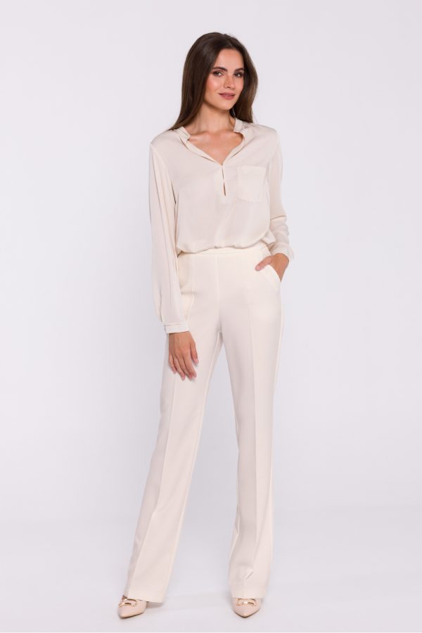 Beige Women Trousers in Pants, Trousers, Shorts with Spandex and Polyester