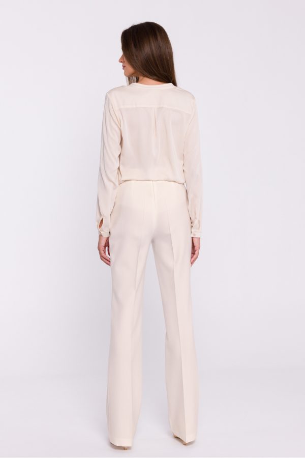 Beige Women Trousers in Pants, Trousers, Shorts with Spandex and Polyester