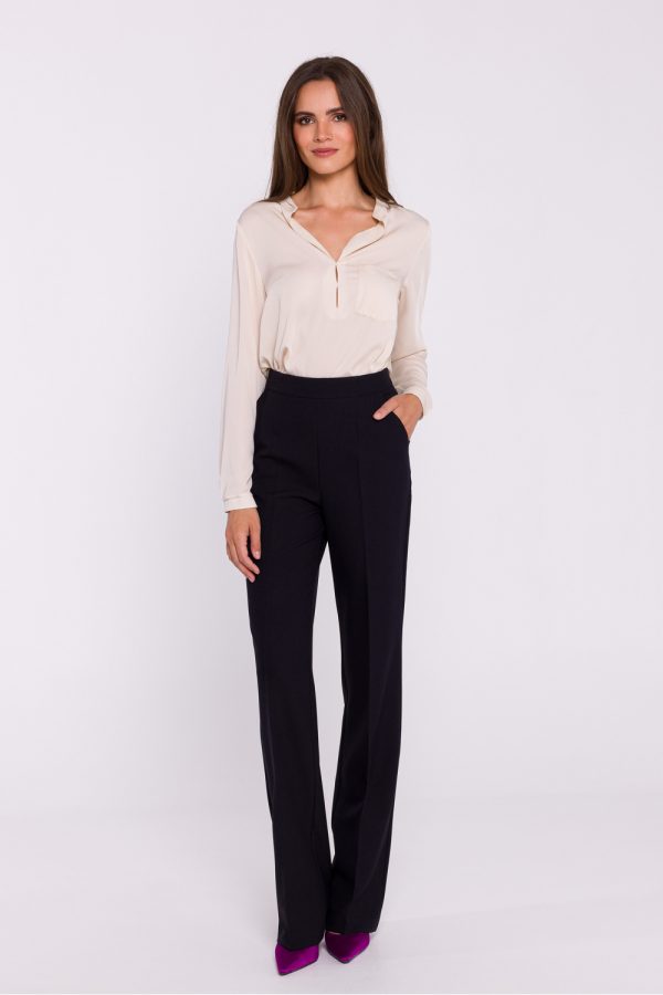 Black Women Trousers in Pants, Trousers, Shorts with Spandex and Polyester