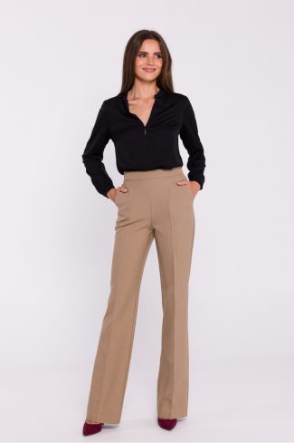 Beige Women Trousers in Pants, Trousers, Shorts with Spandex and Polyester