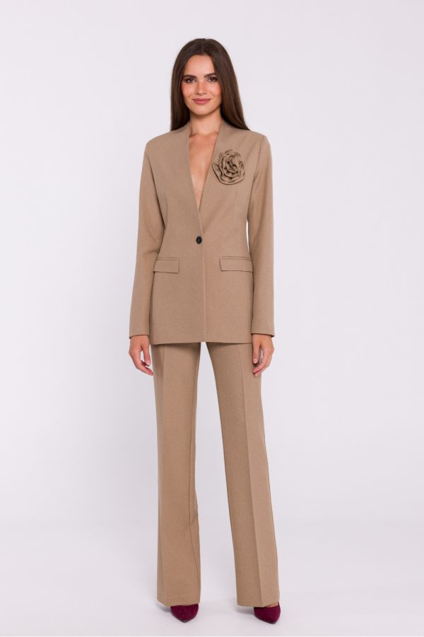Beige Women Trousers in Pants, Trousers, Shorts with Spandex and Polyester