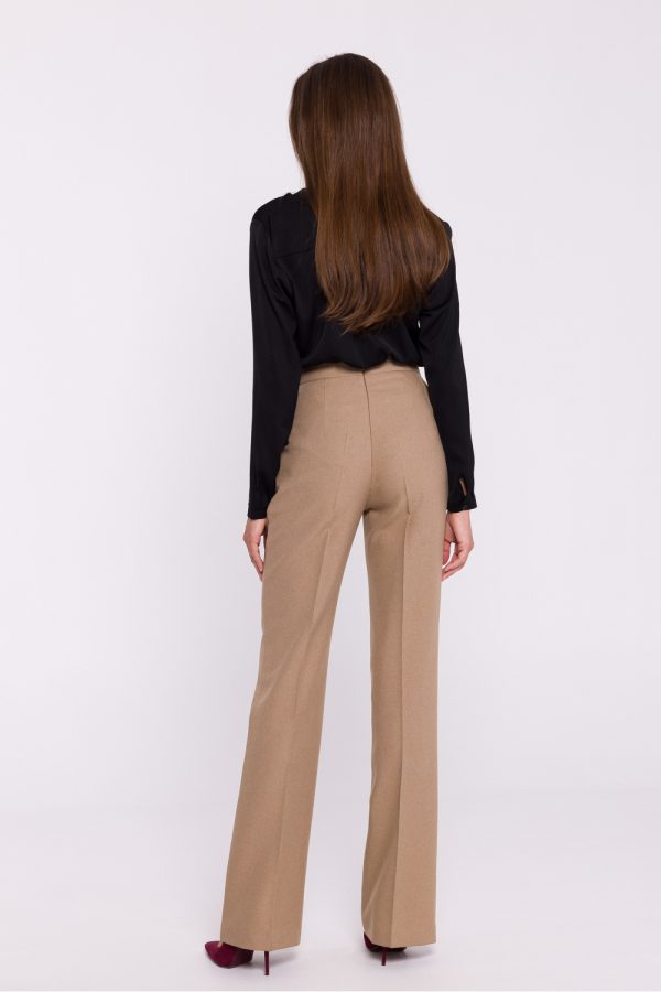 Beige Women Trousers in Pants, Trousers, Shorts with Spandex and Polyester