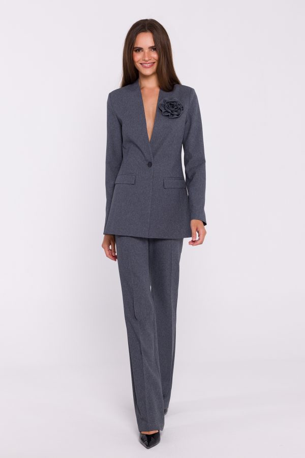 Grey Women Trousers in Pants, Trousers, Shorts with Spandex and Polyester