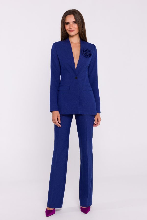 Blue Women Trousers in Pants, Trousers, Shorts with Spandex and Polyester