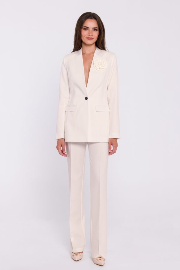 Beige Women Trousers in Pants, Trousers, Shorts with Spandex and Polyester