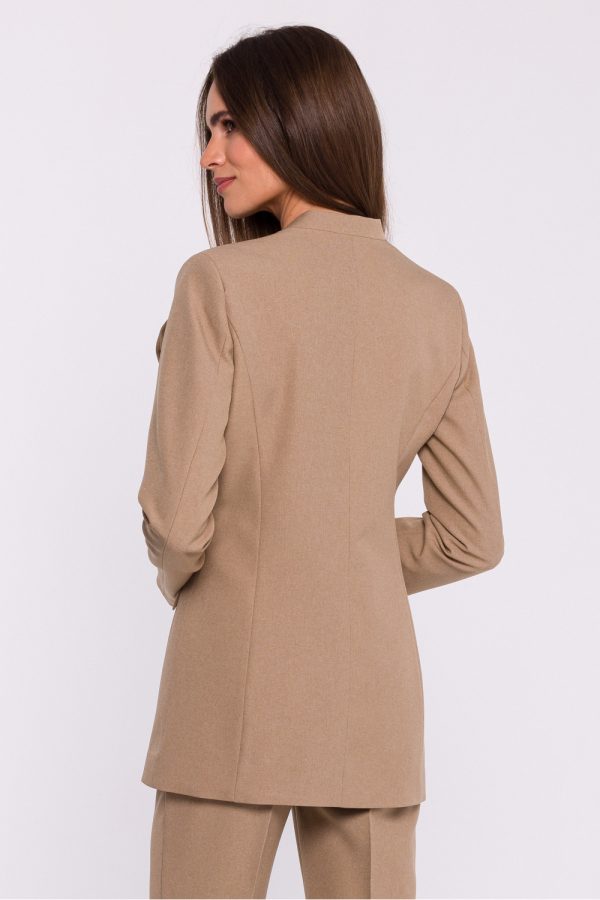 Beige Jacket in Jackets, Vests For Women with Spandex and Polyester
