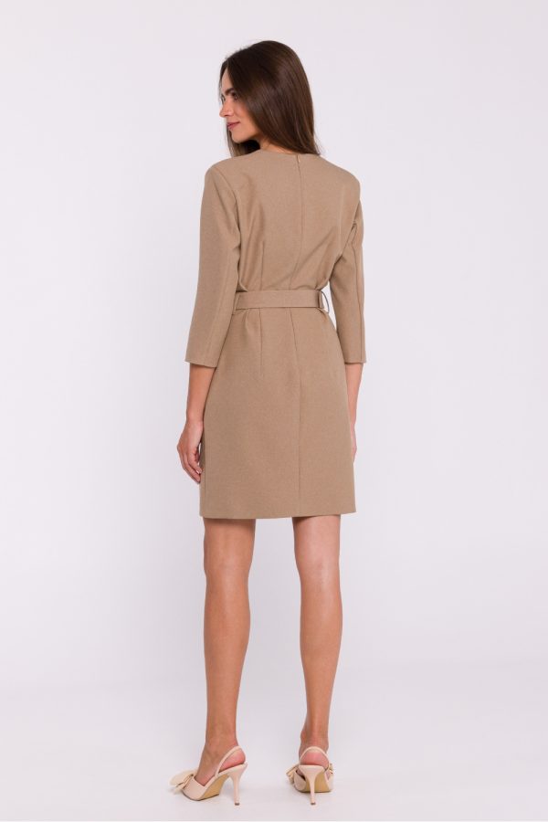 Beige Daydress in Day Dresses with Spandex and Polyester
