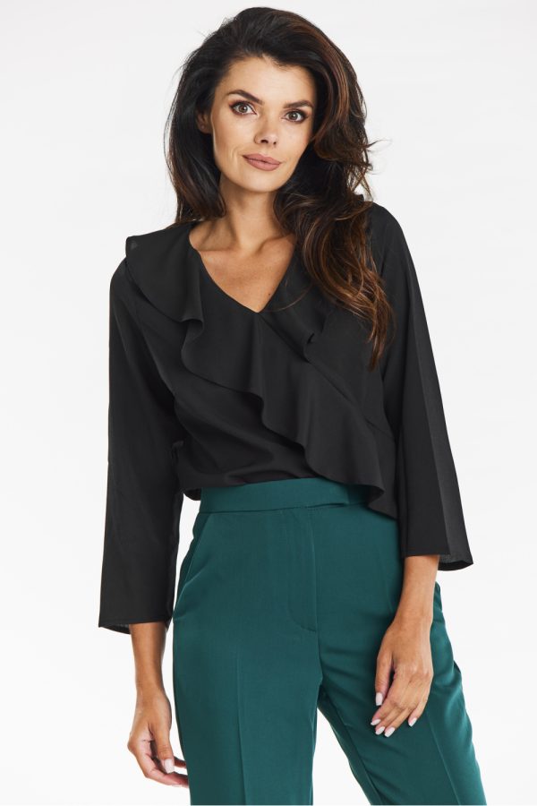 Black Blouse in Women`s Blouses, Tunics with Spandex, Polyester and Viscose