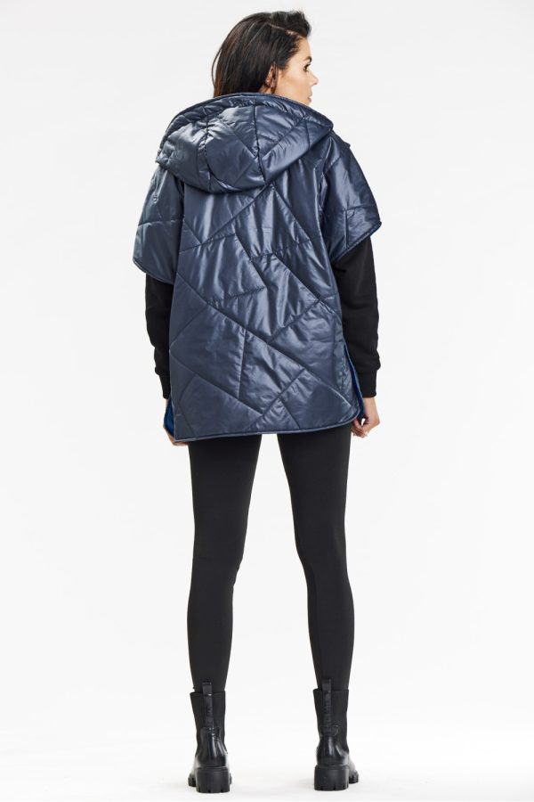 Navy Blue Gilet in Women`s Coats, Jackets with Polyester