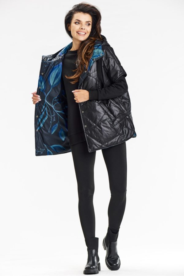 Black Gilet in Women`s Coats, Jackets with Polyester