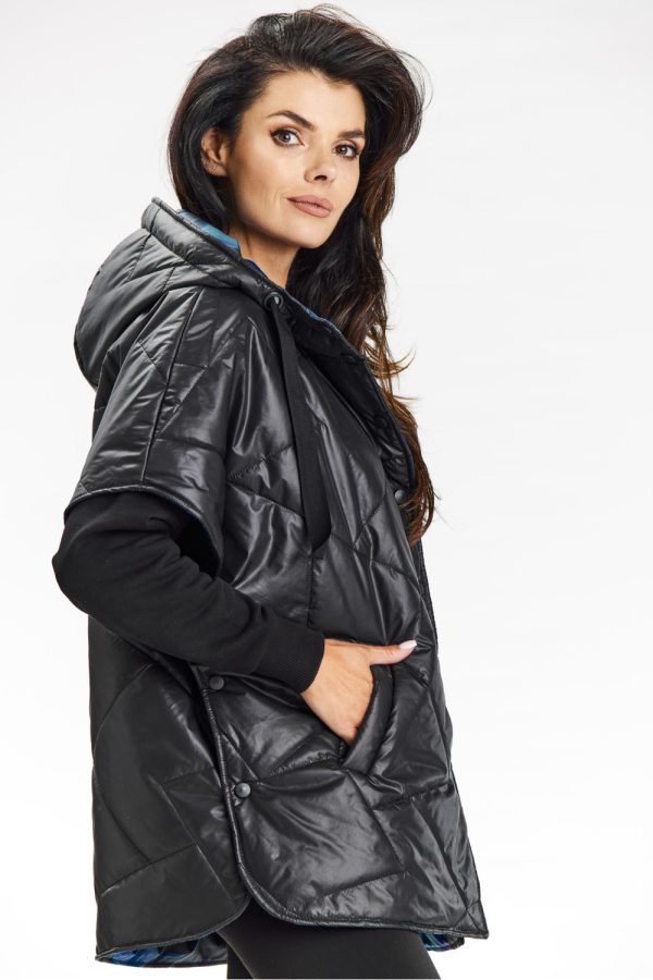 Black Gilet in Women`s Coats, Jackets with Polyester