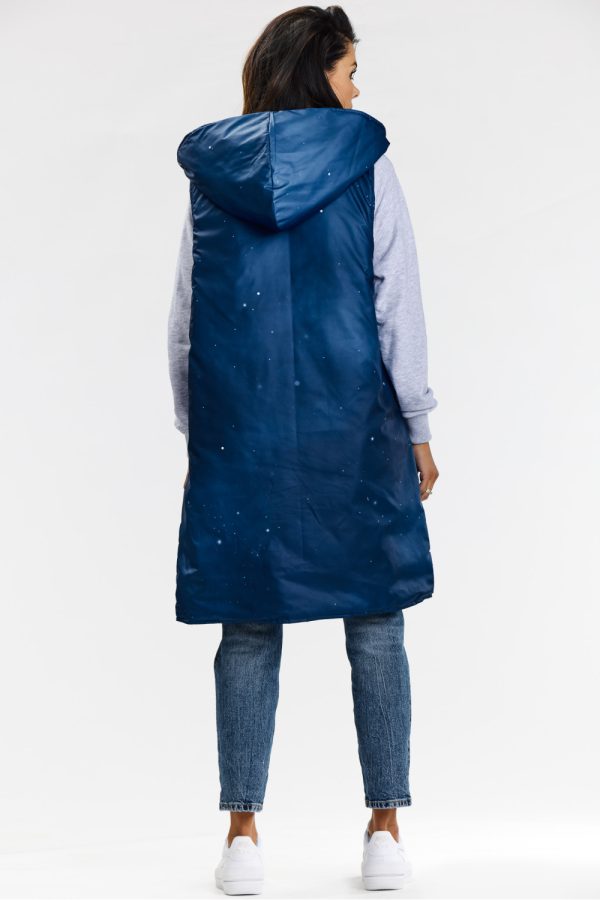Navy Blue Gilet in Women`s Coats, Jackets with Polyester