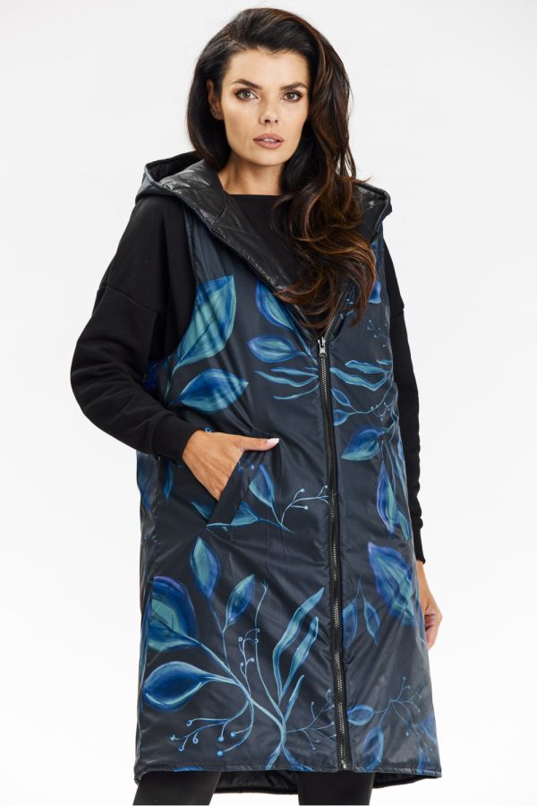 Black Gilet in Women`s Coats, Jackets with Polyester